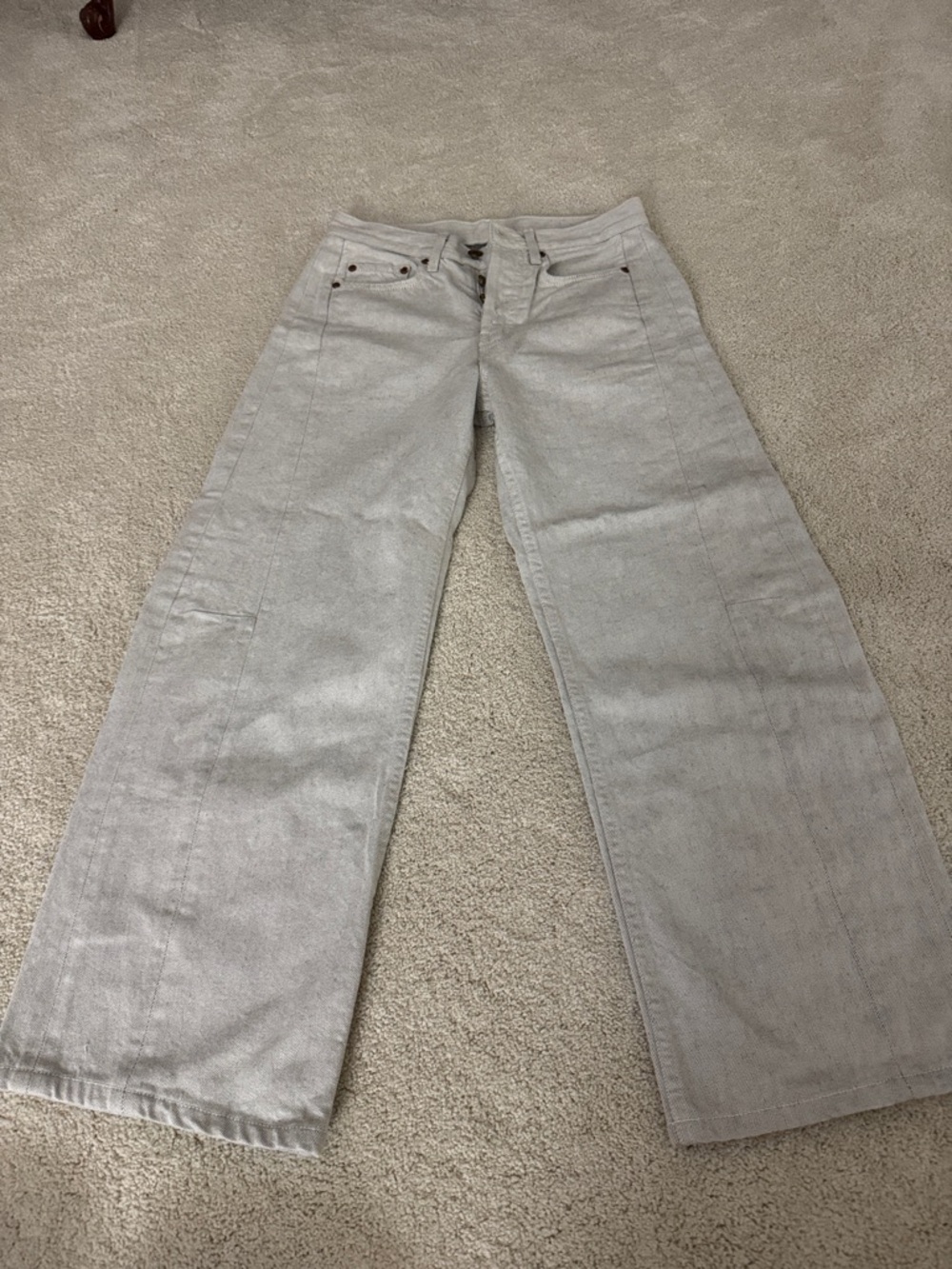 B SIDES slim lasso Light Gray Wide-Leg Jeans